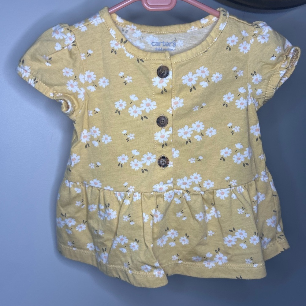 6 for $10 Carter's Yellow Floral Kids Top 6-9 Months